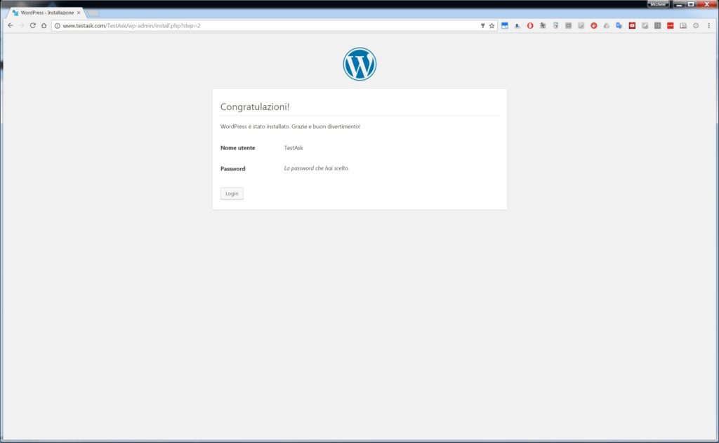 Installazione avvenuta - Installare WordPress
