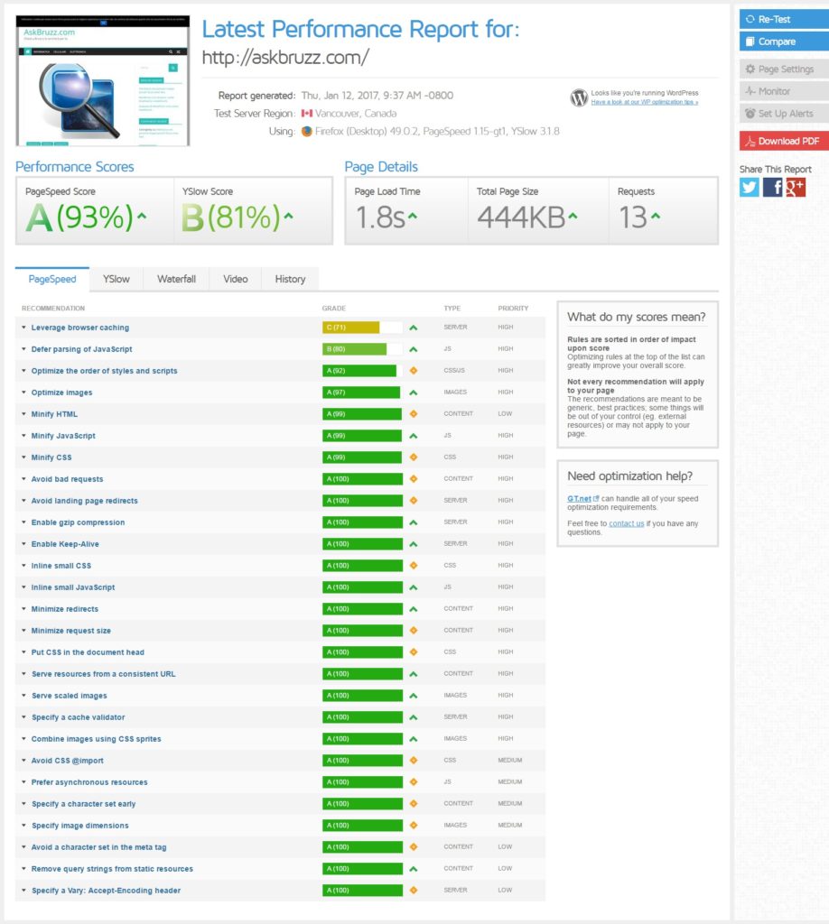 GTmetrix - Tool online per testare il proprio sito