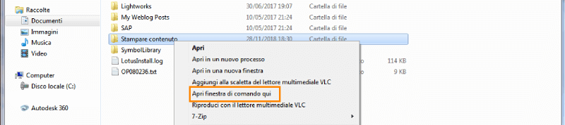 Come stampare un elenco dei file di una cartella - Apri comando qui