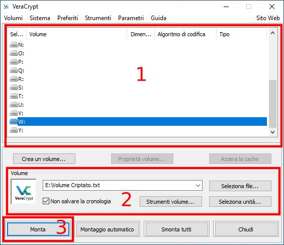 Come criptare USB - Mount Volume