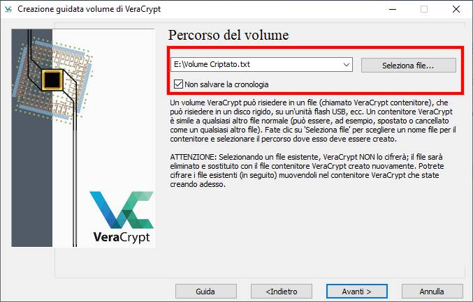 Come criptare USB - Percorso Volume