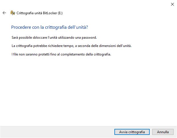 Chiavetta USB criptata - Avvia Crittografia