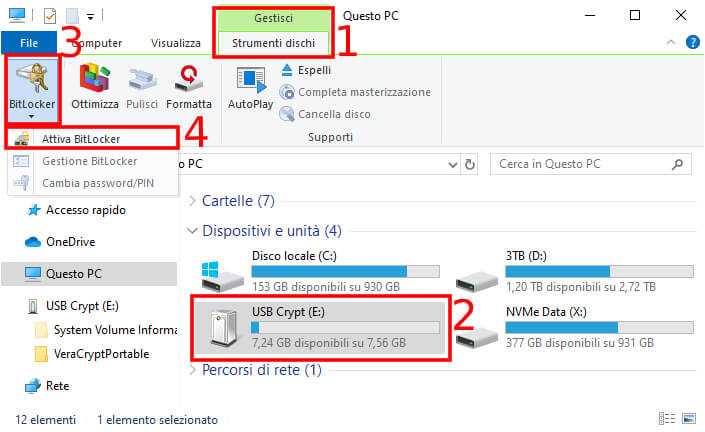 Chiavetta USB criptata - Cartella Windows 10